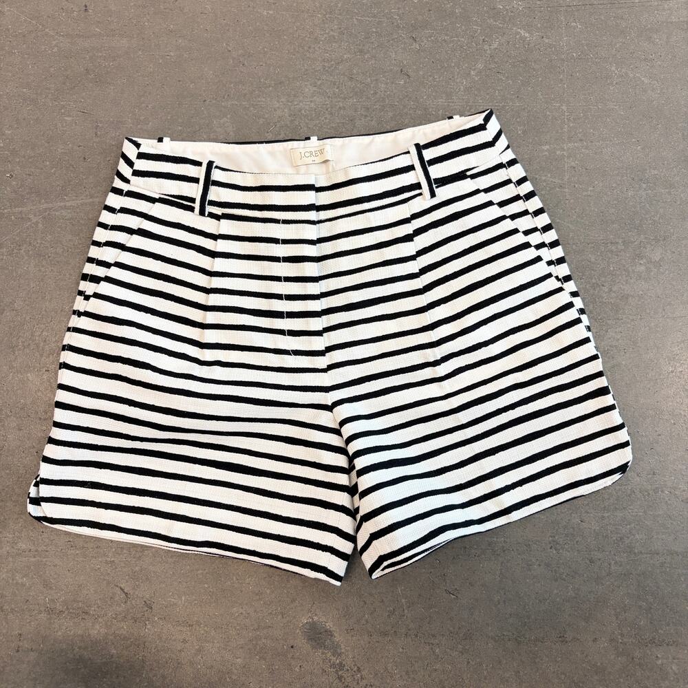 Vintage Y2k J Crew Black White Striped Preppy Mini Shorts Women's 0 NWT